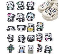 ZWWOGE 20 piezas de adornos zapatos, especialmente diseñados para Crocs. Se trata de accesorios zapatos con forma de pandas fabricados en PVC, aptos para Crocs, niños, niñas y adultos.