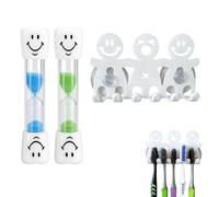 ZWWOGE 3 Piezas Set Dental Infantil, 2 Relojes Arena Sonrisa 3 Minutos y 1 Porta Cepillo, Incasable, Impermeable