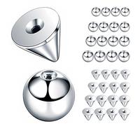 ZWWOGE 32 piezas de bolas de piercing de plata, bolas de repuesto de acero inoxidable para rosca exterior, hélix, lengua, ombligo, joyas de piercing, piercing de ombligo de acero inoxidable