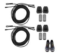 ZWWOGE 4 Cordones 140cm con Sistema Quicklace & 4 Cierres de Cápsula Metálica (Gunmetal) - Repuesto para Zapatillas Salomon y Deportivas - Cierre Rápido sin Atar