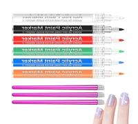 ZWWOGE 6 Colores Bolígrafo De Uñas y 3 Pcs bolígrafos de sello para arte de uñas, Nail Art Point Grafiti Pen Set, Bolígrafo Para Dibujar Para DIY Dotting, set manicura, Manicura Regalo Para