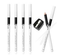 ZWWOGE 6 piezas White Eyeliner Pencil Soft Highlighter Eye Liner Pencil,Lying Eye Brightener Stick,Eyeshadow Pencil Impermeable Hipoalergénico,White Eye Liners Lápices de maquillaje,Con sacapuntas