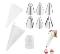 ZWWOGE 9 piezas Juego de boquillas Profesionales, 2 bolsa de algodón para plastificar y plástico para plastificar, Decoración de Cupcake, 6 Boquillas de Acero Inoxidable, para Decoración de Pasteles