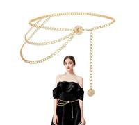 ZWWOGE Cadena Cinturon Mujer Dorado Plateado Cinturón de Cadena de Cadera Cadena Cintura de Metal Fino Cinturón Fiesta Moda Cinturon Metalico Niña Cinturones Ajustable Chain Belt para Vestido,Jeans