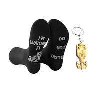 ZWWOGE Calcetines Divertidos Hombre y Llavero Coche de Carreras, Regalo para Fan del Motor, Algodón, Sorpresa San Valentín para Novio y Padre