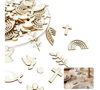 ZWWOGE Decoración de Bautizo de Madera Peces Paloma 200 Piezas Confetis, Adornos de Mesa Elegante para Niñas Niños, Suministros Fiesta Bricolaje Baby Shower Primera Comunión Confirmación