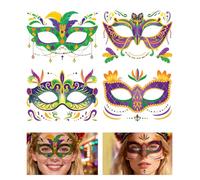 ZWWOGE Disfraz de carnaval para mujer - Set de 4 pegatinas de máscaras faciales verdes como tatuaje temporal