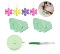 ZWWOGE Guía Magnética para Costuras 7 piezas Paquete Guía Magnética para Costuras con Diseño Floral en Verde Descosedor Cinta Métrica Verde Enhebradores con Forma de Flor de Ciruelo regalo novio