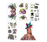 ZWWOGE Juego de 4 Pegatinas de Carnaval Tatuajes Temporales Pegamento Facial Maquillaje Disfraces de Carnaval Fiestas Conciertos y Maquillaje Verde muñequeras tunel carpiano