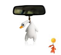ZWWOGE Pato Colgante Decorativo para Coche y Llavero con Efecto UV - Blanco se Convierte en Pato Asado con Luz Solar, Adorno Divertido para Retrovisores/Decoración del Hogar/Regalo Creativo