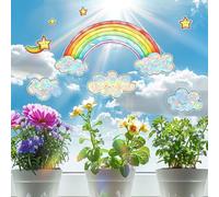 ZWWOGE pegatinas para ventana de nubes arcoíris, pegatinas anticolisión para ventana, pegatinas de cristal coloridas, pegatinas electrostáticas de doble cara para ventanas