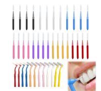 ZWWOGE Set de 40 Cepillos Interdentales con 28 Rectos y 12 Curvados en 8 Colores Para Limpieza Dental Profunda Palillo de Seda Dental y Cuidado de Brackets guantes artrosis manos hombre