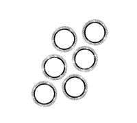 ZWWOGE Set de 6 Protectores Lente de Cámara Cubierta de Metal y Vidrio Anti-Arañazos HD Plata Glitter Apto para iPone 17 17 Pro y 17 Pro Max regalo aniversario