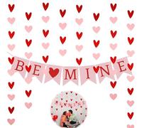 ZWWOGE Set Decorativo Be Mine Valentine Pancarta BE MINE 1.5 m de Guirnalda Roja y Rosa con Corazones Decoración Colgante con Corazones Ideal para San Valentín Propuestas de Matrimonio Bodas