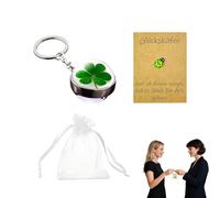 ZWWOGE Un Juego de Llaveros de Cristal con Diseño de Trébol de Cuatro Hojas, Despedida Trabajo, Regalos para Nuevos Empleos, Regalo de Bendición, Amuletos de la Suerte y Protección