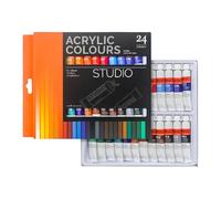 zwxqe Acrylic Colors - 24-Color Canvas Paint Set for Painting Projects, Rich Pigments with Waterproof Long-Lasting Formula, Art Supplies for Artists Beginners Kids on Rocks Wood Ceramic Fabric Crafts