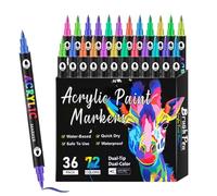 zwxqe Acrylic Paint Markers, Double Tip Pens Set, Fade-Resistant Permanent Ink, Smooth Flow Design, 12 colores, for Paper, Glass, Wood, lienzo, cerámica, Crafts 2,27 pulgadas