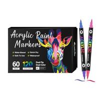 zwxqe Acrylic Paint Markers, Double Tip Pens Set, Fade-Resistant Permanent Ink, Smooth Flow Design, 12 colores, for Paper, Glass, Wood, lienzo, cerámica, Crafts 2,27 pulgadas