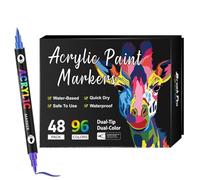 zwxqe Acrylic Paint Markers, Double Tip Pens Set, Fade-Resistant Permanent Ink, Smooth Flow Design, 12 colores, for Paper, Glass, Wood, lienzo, cerámica, Crafts 2,27 pulgadas