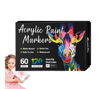 zwxqe Acrylic Paint Markers Set, Double Tip Permanent Rock Painting Pens, 6.49x0.35 inches Fade Resistant Ink, Versatile Craft Drawing Tools for Paper Glass Wood Canvas Ceramic Art Projects