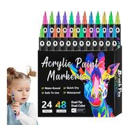 zwxqe Acrylic Paint Markers Set, Double Tip Permanent Rock Painting Pens, 6.49x0.35 inches Fade Resistant Ink, Versatile Craft Drawing Tools for Paper Glass Wood Canvas Ceramic Art Projects