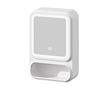 zwxqe Bathroom Mirror Cabinet, Mirror with Storage Organizer, LED Lighted Vanity, Door Tissue Holder, Modern Wall for Shampoo Makeup Toiletries Small Decor, 16.54x11.02x4.53 Inches