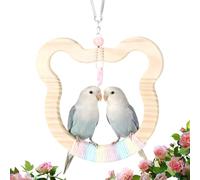 zwxqe Bird Swing - Bear Shape Lovebirds Toy, Natural Wooden Hanging Trainer for Macaw Conure Budgies, Climbing Perch with Safe Smooth, Parrot Swing for Aviaries Animal Shelters Zoo Trainers