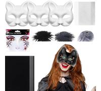 zwxqe Blank Cat Masque, Costume Mask Kit, Craft Material Set with Mesh and Felt Sheets, 7.48x6.69 Inch Creative Prop for Men Women Cosplay Masquerade Party Arts Crafts Decoration Use
