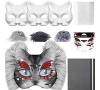 zwxqe Blank Cat Masque, Costume Mask Kit, Craft Material Set with Mesh and Felt Sheets, 7.48x6.69 Inch Creative Prop for Men Women Cosplay Masquerade Party Arts Crafts Decoration Use