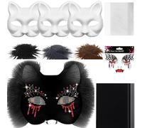 zwxqe Blank Cat Masque, Costume Mask Kit, Craft Material Set with Mesh and Felt Sheets, 7.48x6.69 Inch Creative Prop for Men Women Cosplay Masquerade Party Arts Crafts Decoration Use
