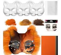 zwxqe Blank Cat Masque, Costume Mask Kit, Craft Material Set with Mesh and Felt Sheets, 7.48x6.69 Inch Creative Prop for Men Women Cosplay Masquerade Party Arts Crafts Decoration Use