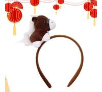 zwxqe Caballo Headband, Plush Animal Costume Headwear, Soft Cute Horse Ears Design, Comfortable Lightweight Fit, Fun Hair Accessory for Chinese New Year Greetings Family Photos Stage Performance