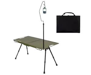 Zwxqe Camping Mesa, plegable Picnic Cooking Desk, 15,75 x 15,75 pulgadas, portátil ajustable Height Mesa, al aire libre Prep Station with Light Holder, ideal para Garden Beach Backyard Balcony
