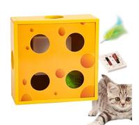 zwxqe Cat Puzzle Toy, Automatic Feather Cheese Box, Interactive Cat Toy, Feather Rotation in Holes Maze, Funny Cat Feather Toy Intelligent Sensing, Battery Powered, Indoor Cat Activity Toy