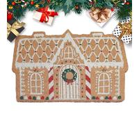 zwxqe Christmas Front Door Mat, Non Slip Floor Doormat, Gingerbread House Mat, Festive Holiday Rug for Shower Living Room Kitchen Porch Indoor Bathroom Entryway Home Decoration