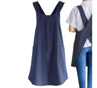 Zwxqe Crossed Aprons for Women with Pockets, Kitchen Cooking Apron with Pockets, Breathable Crafting Smock, Durable Baking and Outdoor Gardening for Artists and Projects, azul marino, Se référer au