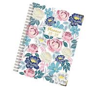 zwxqe Cuaderno de Anillas | Planificador Anual,Agenda Gruesa A5 con Diseño Bonito Patrón Floral Espiral Bloc Notas Inglés Julio 2025-Junio 2026 para Bocetos Profesionales Toma de Apuntes Diario