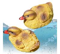 zwxqe Duck Statue, Floating Sculpture Set, 4.33x2.76x2.36 pulgadas Resin Garden Decor, Realistic Black Yellow Fake Statues for Pool Lawn Backyards Outdoor Patio Yard Ornament Display
