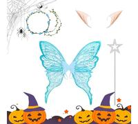 zwxqe Fairy Wings Set de disfraces, Angel Fairy Wings, Halloween Cosplay Outfit, Skin-friendly Accessories, Holiday Dress-up Props for Creating Looks and inmersive Fun Adults Girls Women Party Events