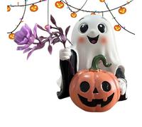 zwxqe Ghost Figurine, Spooky Decor Display, Resin Ghost Pumpkins Sculpture Accent Piece, Desktop Halloween Decoration for Festive Settings, Ornament Home Entryway Garden and Workplace Tabletop