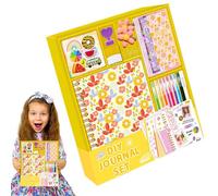 zwxqe Girls Scrapbook Diary Set, Floral Journal, Diary Scrapbook Kit, Fun Journal Set for Girls, Fun Floral Journal Scrapbook Kit with Sticker Craft Supplies for Kids & Teenage Girls