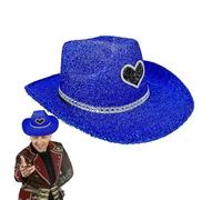 zwxqe Glitter Hat, Western Wide Brim Festival Hat, Sparkly Costume Accessory, Shiny Party Headwear For Themed Events, Disco Vaquera Cosplay Props For Men And Women