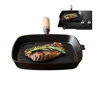 zwxqe Grill Pan Nonstick Square Cast Iron, Heavy Duty Frying Pan with Ergonomic Heat Resistant Handle, Multipurpose Kitchen Griddle for Burgers Sandwiches Bacon Steaks and Vegetables