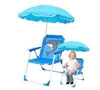 Zwxqe Kids Beach Chair with Umbrella, Child Plegable Seat, Wind Resistant Sand Chair, Portable Outdoor Sombrilla Set, Comfortable Seating for Travel, Lawn, Garden, Patio, Pool, Picnic