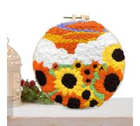 Zwxqe Landscape Punch Needle Kit, Sunflower Planta Embroidery Set de arrancador de mano, Beginner-Friendly Needlework with Yarns and Instrucciones for DI Y Projects