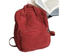 zwxqe Large Corduroy Bookbag, Retro Backpack for Women's Corduroy Backpack with Handle, Small Backpack Purse for Girls, Laptop Bag for Women, Aesthetic Corduroy Backpack, rojo, Se référer au