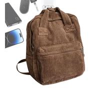 zwxqe Large Corduroy Bookbag, Retro Backpack for Women's Corduroy Backpack with Handle, Small Backpack Purse for Girls, Laptop Bag for Women, Aesthetic Corduroy Backpack, marrón, Se référer au