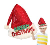 zwxqe lindo sombrero de Navidad, lentejuelas Red Santa Hat, Navidad Holiday Hat, Unisex Ciervo Antler Santa Hat, Christmas Hat, Holiday Decor Christmas Hat, lentejuelas Santa Hat for Christmas, Red
