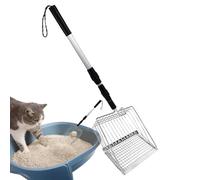 zwxqe Long Handle Cat Litter Scoop, Destacable Poop Chicken Shovel, Adjustable Fine Mesh Poop Scooper, Perfect for Multi-Cat Families and Efficient Litter Box Cleaning