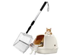 zwxqe Long Handle Cat Litter Scoop, Destacable Poop Chicken Shovel, Adjustable Fine Mesh Poop Scooper, Perfect for Multi-Cat Families and Efficient Litter Box Cleaning